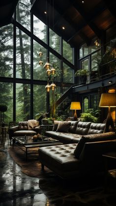 Interior/ Wallpaper/ Living Room Rainy Forest, Living Room Dark, Room Dark, Dark Theme, Wallpaper For Your Phone, Nice View, Poster Art