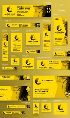 the yellow and black business card is designed to look like a woman's hair