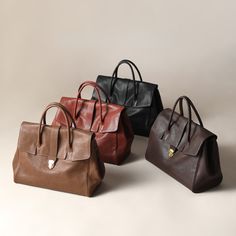 Chikage Portable Briefcase Leather Handbags Casual Vintage High-quality Niche Bags All-match Space Bags, Cowhide Handbags, Briefcase Women, Cowhide Bag, Genuine Leather Totes, England Style, Vintage Leather Bag, Commuter Bag, Handbags Casual