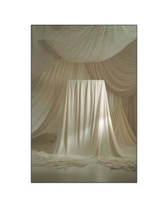 an image of a white curtain with light coming through the top and bottom, as if it were drapes