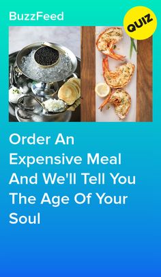 an advertisement for the age of your soul with shrimp and other food items on it