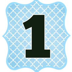 a blue and black number one sticker on a white background with an ornate pattern