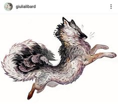 a drawing of a wolf jumping in the air