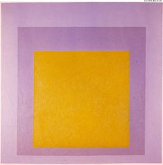 an abstract painting with yellow and purple squares