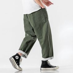 Pokku Pants – Kidoriman Green Courderoy Pants Outfits Men, Trendy Cotton Chinos For Spring, Casual Ankle-length Fall Chinos, Casual Cotton Cargo Bottoms, Relaxed Fit Chinos For Spring Streetwear, Relaxed Fit Cargo Pants For Everyday Summer Use, Summer Relaxed Fit Cargo Pants For Everyday, Green Wide Leg Bottoms For Everyday, Green Wide-leg Bottoms For Everyday