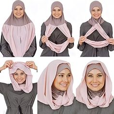 VeilWear Cotton and Shiffon Head Scarf, Instant Black Hijab, Ready to wear Muslim Accessories for Women (Powder) : Amazon.ca: Clothing, Shoes & Accessories Turban Mode, Hijab Stile, Black Hijab, Turban Hijab, Hijab Designs, Diane Arbus, Hijab Caps, Hijab Style Tutorial