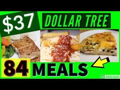 dollar tree meal with four different meals on it and the words $ 377 dollars