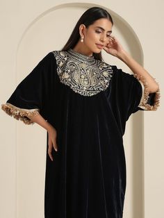 Buy Blue Embroidered Kaftan Dress | WC0018/WZR1 Embroidered Kaftan, Winter Dress, Velvet Jacket, Kaftan Dress, Winter Dresses, Loom, Winter Jackets, Womens Dresses