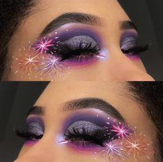 New Years Eve Makeup Ideas, Firework Makeup Look, Firework Eye Makeup, New Years Eyeshadow Looks, Fireworks Makeup, Edm Makeup