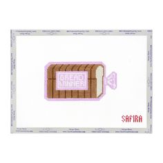 a cross stitch pattern with the words bread on it and an image of a piece of bread