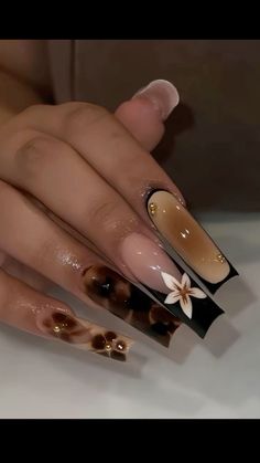 Short Baddie Fall Nails, Cute Nails Acrylic Fall Theme, Square November Nails, Winter Nails Squoval, Square Winter Acrylic Nails, Brown Long Nails Design, Cute Brown Nail Designs, Fall Nail Inspo 2024 Square, Nails Autumn Square