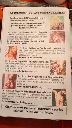 a menu with pictures of jesus on it