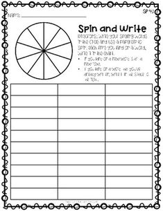 the spin and write worksheet for students to practice their writing skills, including