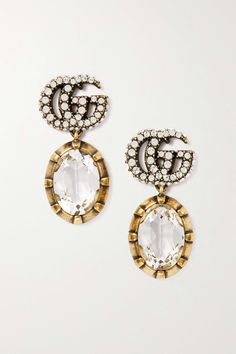 Shop GUCCI Gold-tone and crystal earrings, Explore the latest GUCCI women's collection today on NET A PORTER Gucci Earrings Silver, Gucci Luxury Drop Earrings, Gucci Accessories Jewelry, Gucci Gold Jewelry For Pierced Ears, Gucci Designer Gold Earrings, Gucci Gold Earrings For Formal Occasions, Gucci Designer Jewelry With Matching Earrings, Designer Gucci Jewelry With Matching Earrings, Gucci Silver Formal Earrings