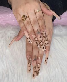 Brown Acrylic Nails, Unghie Nail Art, Long Acrylic Nail Designs, Drip Nails, Edgy Nails, Glow Nails, Long Acrylic Nails Coffin, Acrylic Nails Coffin Pink, Long Square Acrylic Nails