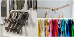 there are several different pictures of umbrellas hanging