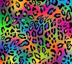 an animal print pattern with multicolored spots on the side and black, pink, blue, green, yellow, red, purple, orange