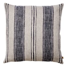 a black and white striped pillow on a white background