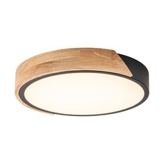 a wooden ceiling light with a white background