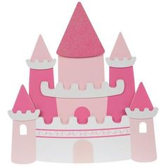 a pink princess castle cutout on a white background