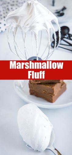 marshmallow fluff on a plate with a whisk