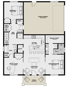 the floor plan for a two bedroom apartment with an attached kitchen and living room area