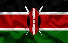 the flag of kenya with two crossed swords on it's center and one in the middle