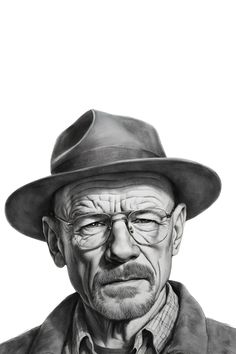 a drawing of a man with glasses and a hat