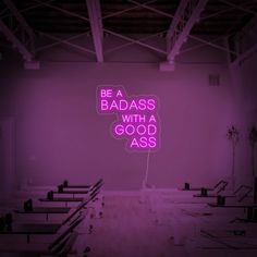 Be A Bad Ass With A Good Ass Neon Sign,Gym Quotes,Fitness Quotes,Workout Quotes - GEEKNEON Workout Room Neon Sign, Home Gym Setup Target, Wallpaper Workout Room, Home Gym Neon Lights, Gym With Neon Lights, Gym Room Lighting, Home Gym Purple, Workout Room Accent Wall, At Home Gym Wall Decor