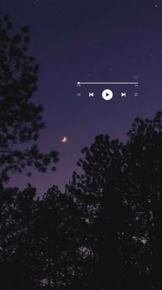 the night sky is lit up with stars and moon in the distance, as well as trees