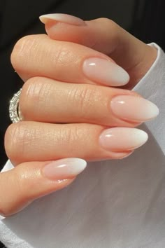 Engagement Nails, Classy Acrylic Nails, Almond Acrylic Nails, Bride Nails, Bridal Nails, Elegant Nails, Ombre Nails