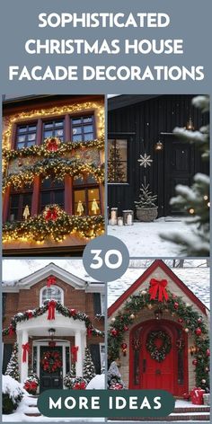 christmas decorations are displayed in front of a house with the words 50 more ideas on it