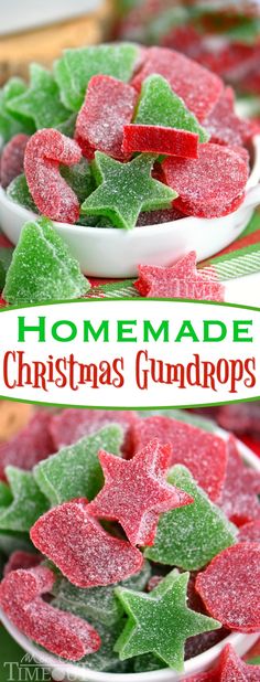 homemade christmas gumdrops in a white bowl