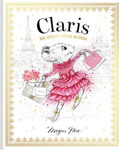 a book cover with an image of a mouse wearing a pink dress and holding shopping bags