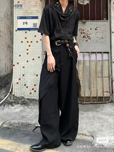 Fancy Alternative Outfits Men, Alt Formal Outfits Masc, Masc Outfits For Summer, Japanese Androgynous Fashion, Summer Masc Fits, Dark Masculine Outfits, Goth Masculine Outfits, Androgynous Goth Fashion, Androgynous Fashion Male