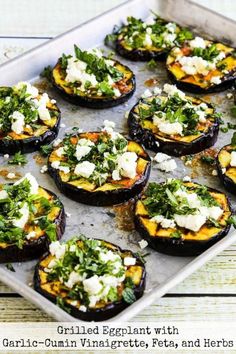 grilled eggplant with parsley and feta cheese