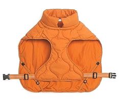 an orange vest with two straps on the front and one in the back, is attached to