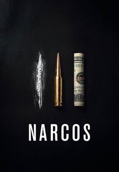 the cover of narcos, which is written in white on a black background