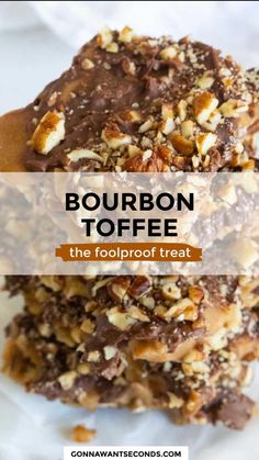 bourbon toffee with chocolate and nuts on top