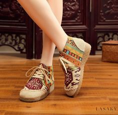 Lasaky - Handcrafted Martin Boots with Exquisite Embroidery, Comfortable Round Toe, Wax-dyed Patchwork and Embroidered Fabric Shoes Fabric Shoes, Embroidered Fabric, Martin Boots, Heel Height, Wax, Embroidery, Boots, Heels, Fabric