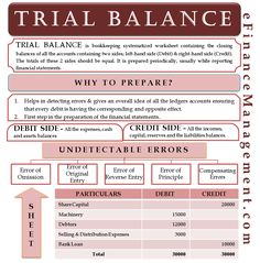 a diagram with the words trial balance on it