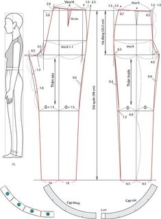 the front and back view of a women's dress pattern, with measurements for it