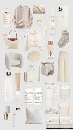 a collage of all white items and accessories