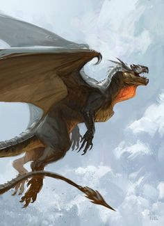 a dragon flying through the air with its wings spread