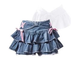 KYLETHOMASW - Kawaii Vintage Denim Mini Skirt Women Bow Ruffle Sweet Coquette Skirt Summer Cutecore Blue A-line Retro Short Skirts 1Measurement In CM size Skirt Length(cm) waist(cm) Body Weight(kg) S 32 64 45 M 33 68 55 L 34 72 65 Coquette Skirt, Bow Jeans, Kawaii Skirt, Kawaii Vintage, Skirt Summer, Retro Shorts, Printed Long Dresses, Skirt Women, Midi Maxi Dress