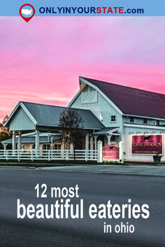 a white building with the words, 12 most beautiful eateries in ohio on it