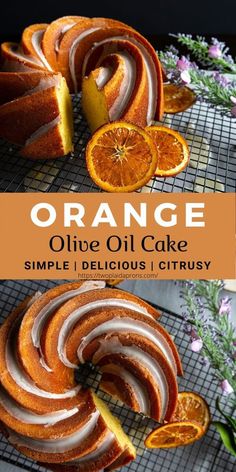 orange olive oil cake on a cooling rack