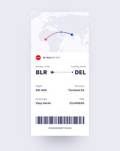 an airplane ticket with barcodes and a map in the background