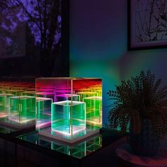 Matrix Cube Lamp Futuristic Home Design, Cube Lamps, Cube Table, Futuristic Home, Magic Cube, Cube Light, Decoration Birthday, Acrylic Panels, Colorful Table