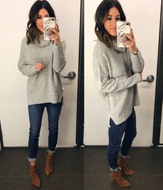 Old Navy Sweater...not the boots. Canvas Jacket Womens Outfit, Teacher Picture Day Outfit Winter, Winter Fashion Cold, Cozy Wear, Fashion Diva, Fall 2018, Fall Style, Work Attire